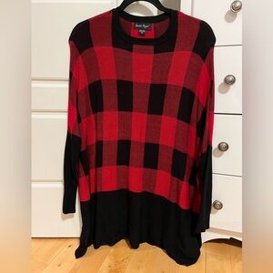 PRE-OWNED Red and Black Plaid Sweater | S/M